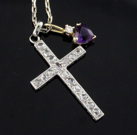 Tiffany pendant and a diamond set cross.